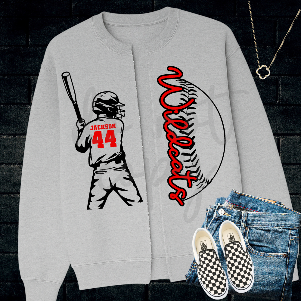 Baseball Split Sweatshirt customizable DTF transfer