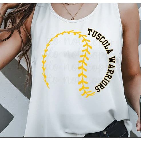 Baseball Stitching Team Wording customizable DTF transfer