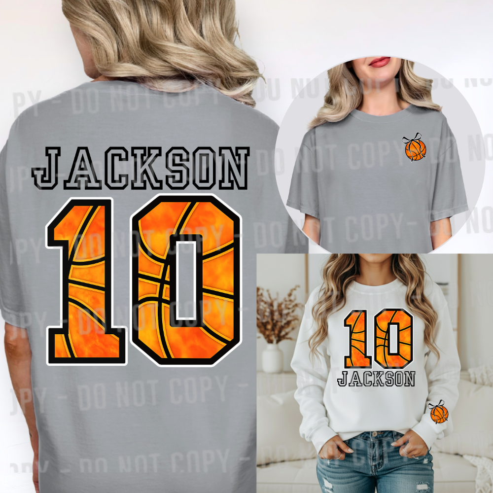 Basketball Numbers Name Outline customizable DTF transfer