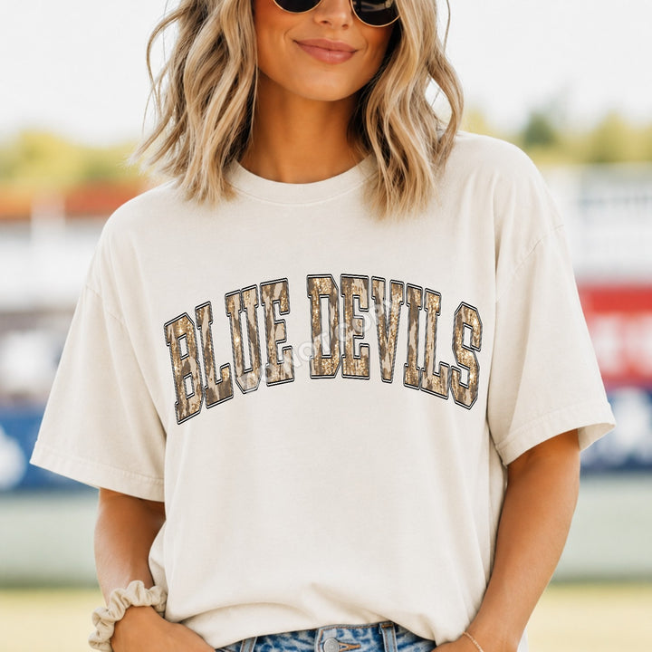 Blue Devils Camo Leopard mascot DTF transfer