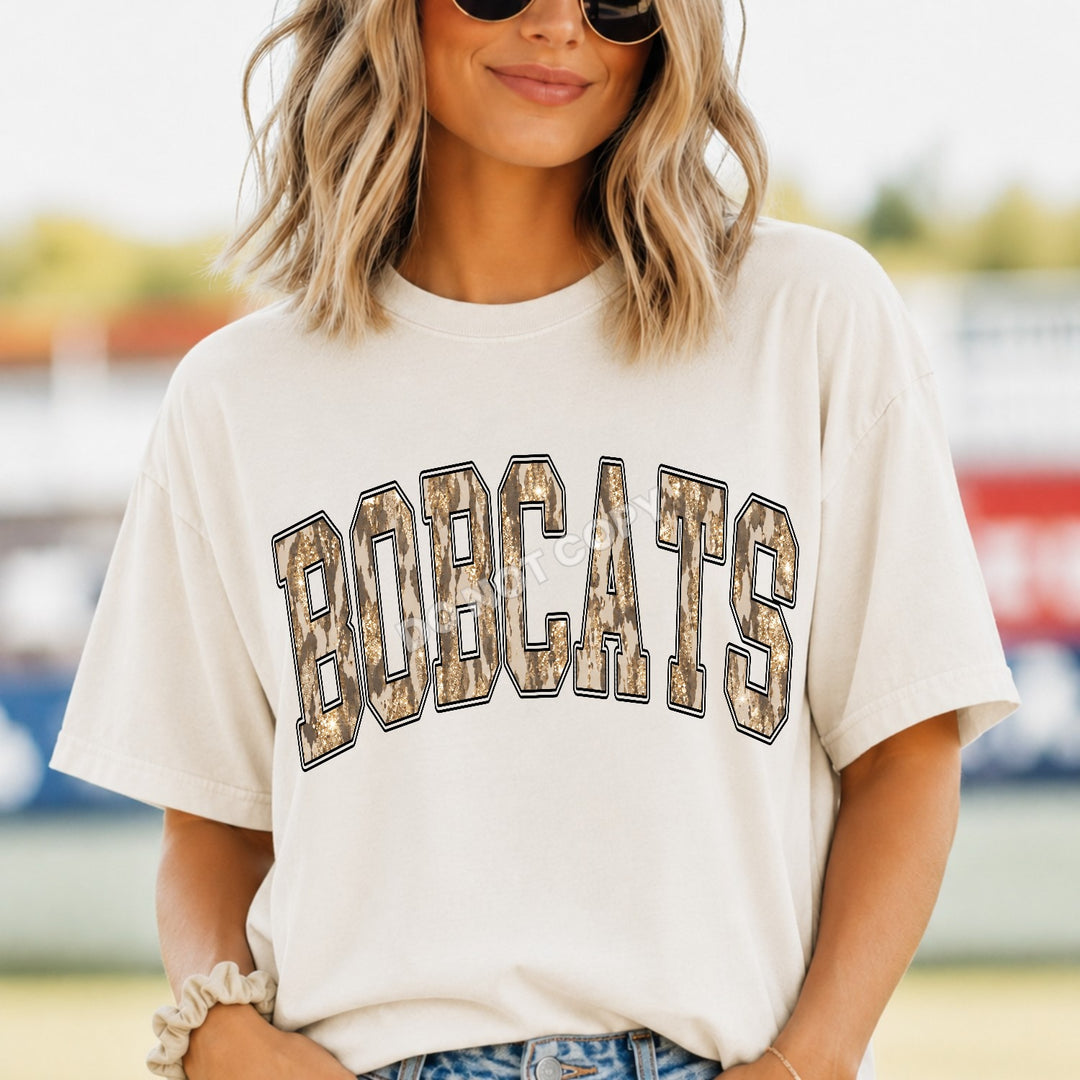 Bobcats Camo Leopard mascot DTF transfer