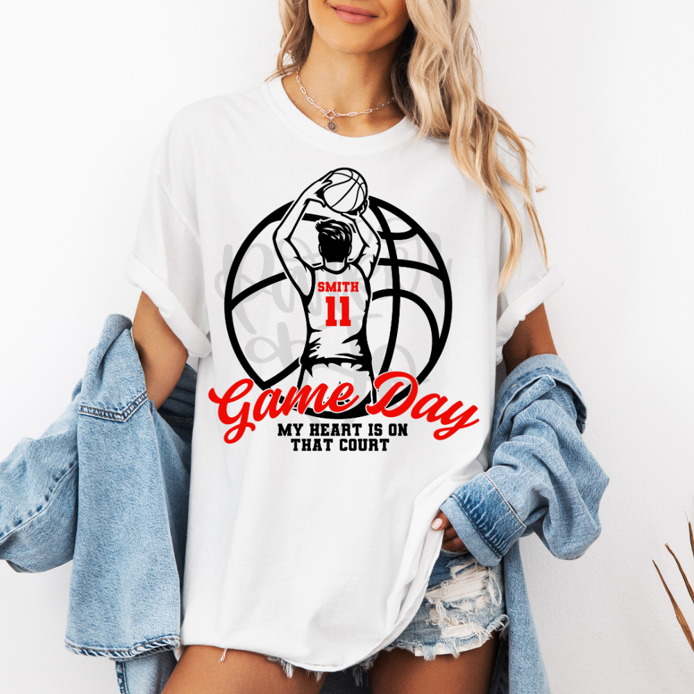 Boys Basketball My Heart Is on That Court customizable DTF transfer