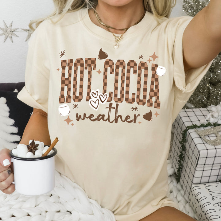 Hot Cocoa Weather Brown Checker DTF transfer – mockup