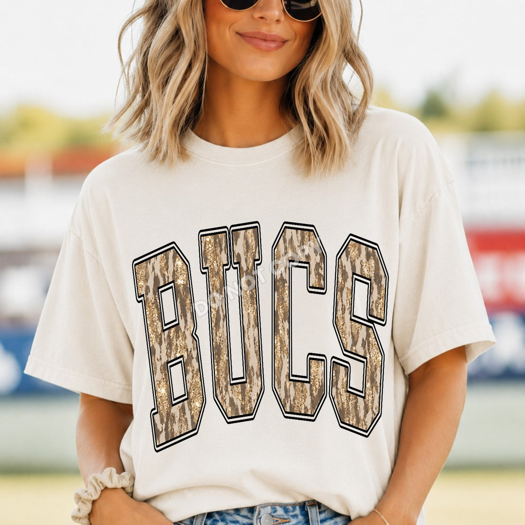 Bucs Camo Leopard mascot DTF transfer