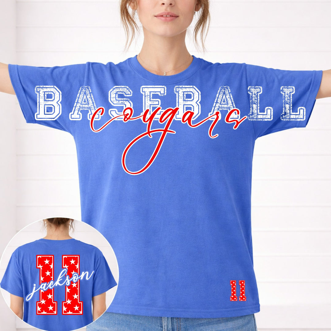 Patriotic Baseball Star Numbers Big Front customizable DTF transfer