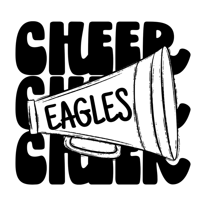 Cheer Stacked Megaphone Mascot customizable DTF transfer design