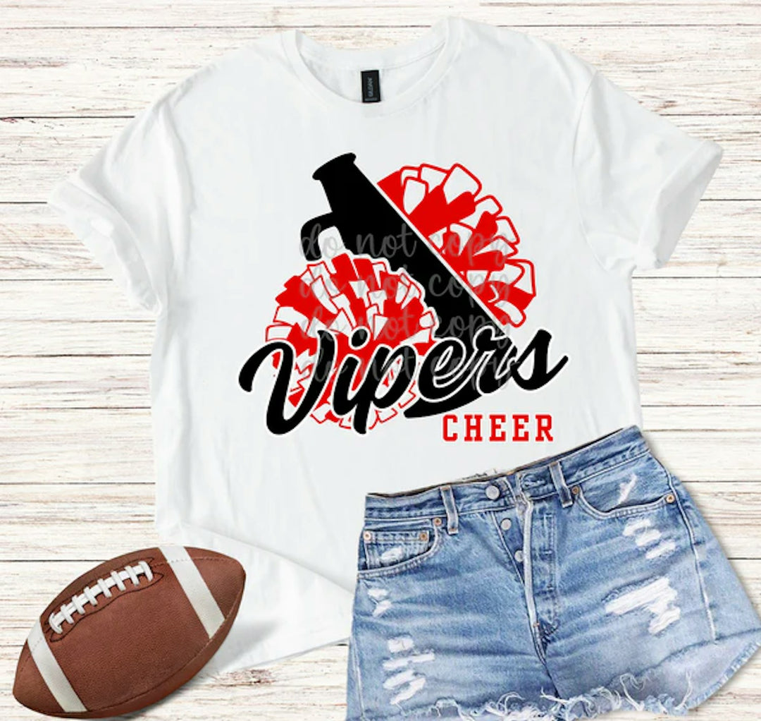 Cheer Megaphone Pom Mascot customizable DTF transfer mockup