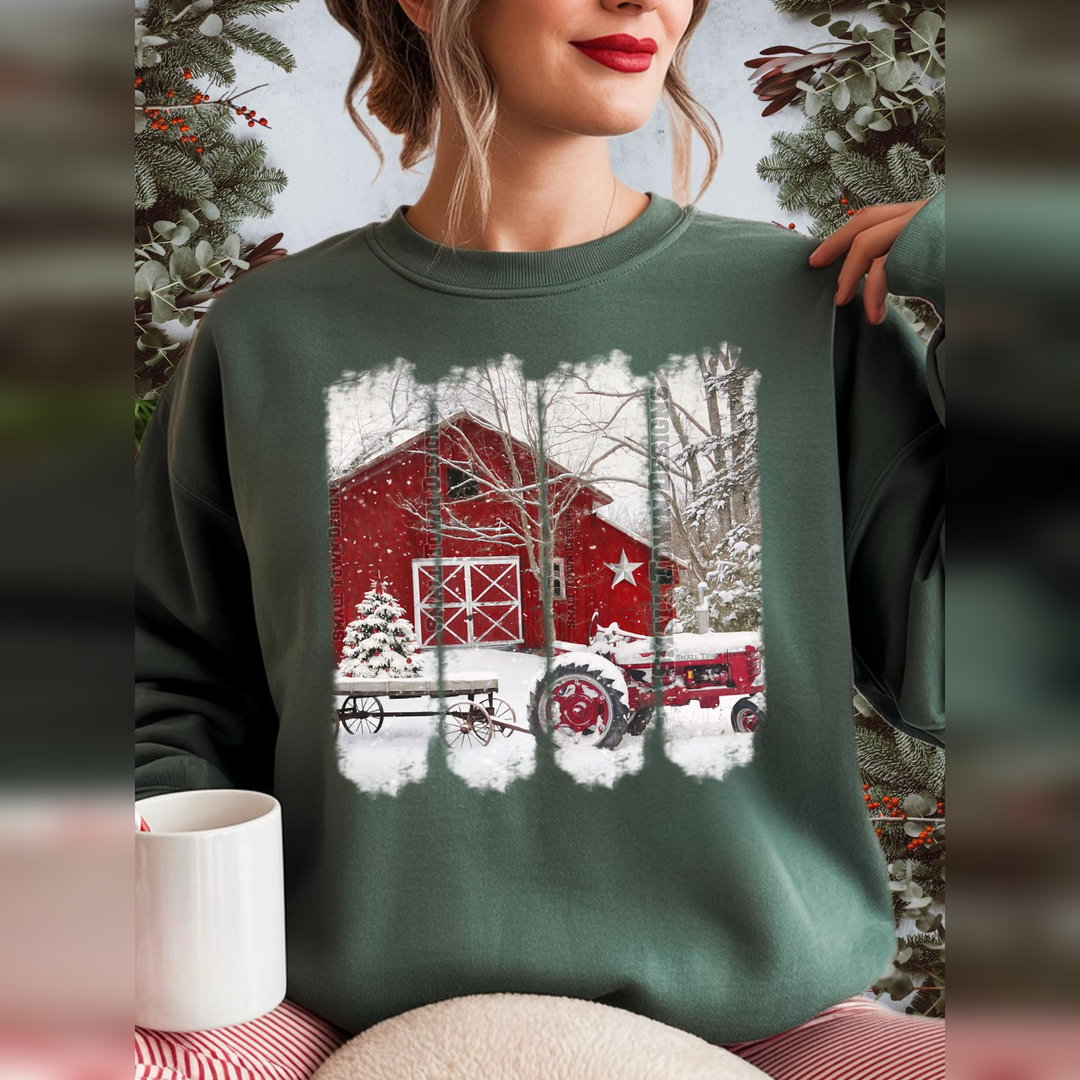 Christmas Barn Brush – DTF Transfer – product image