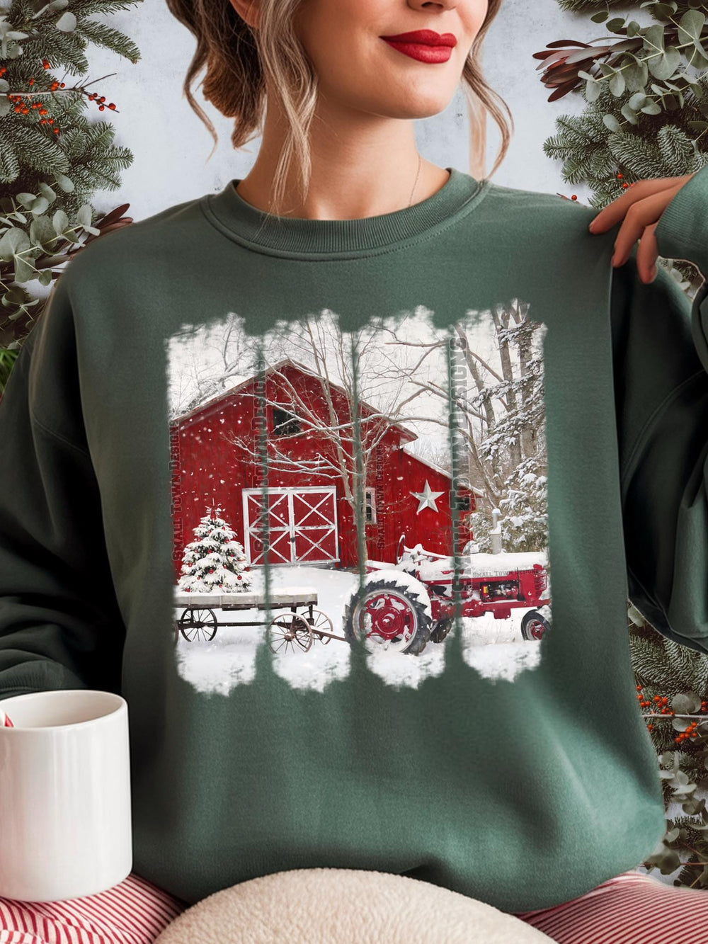 Christmas Barn Brush DTF transfer design – image 1