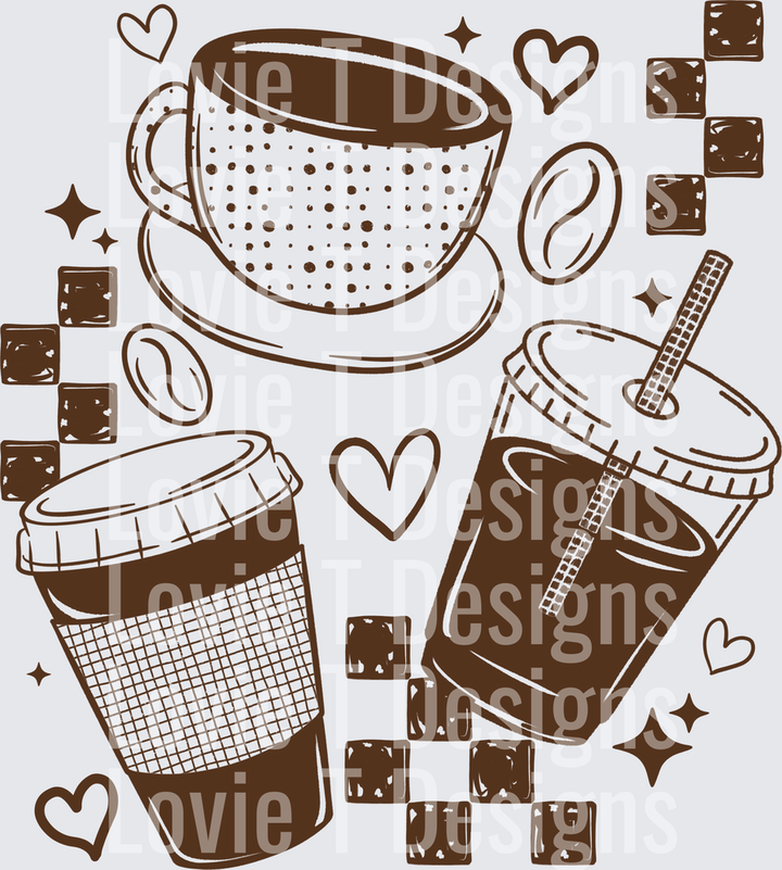 Coffee Gnomes (Brown) DTF Transfer design