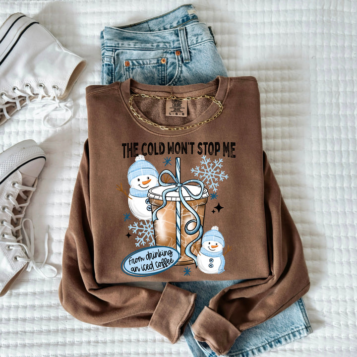 The Cold Won't Stop Me From Drinking an Iced Coffee DTF transfer – mockup