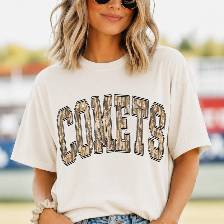 Comets Camo Leopard mascot DTF transfer