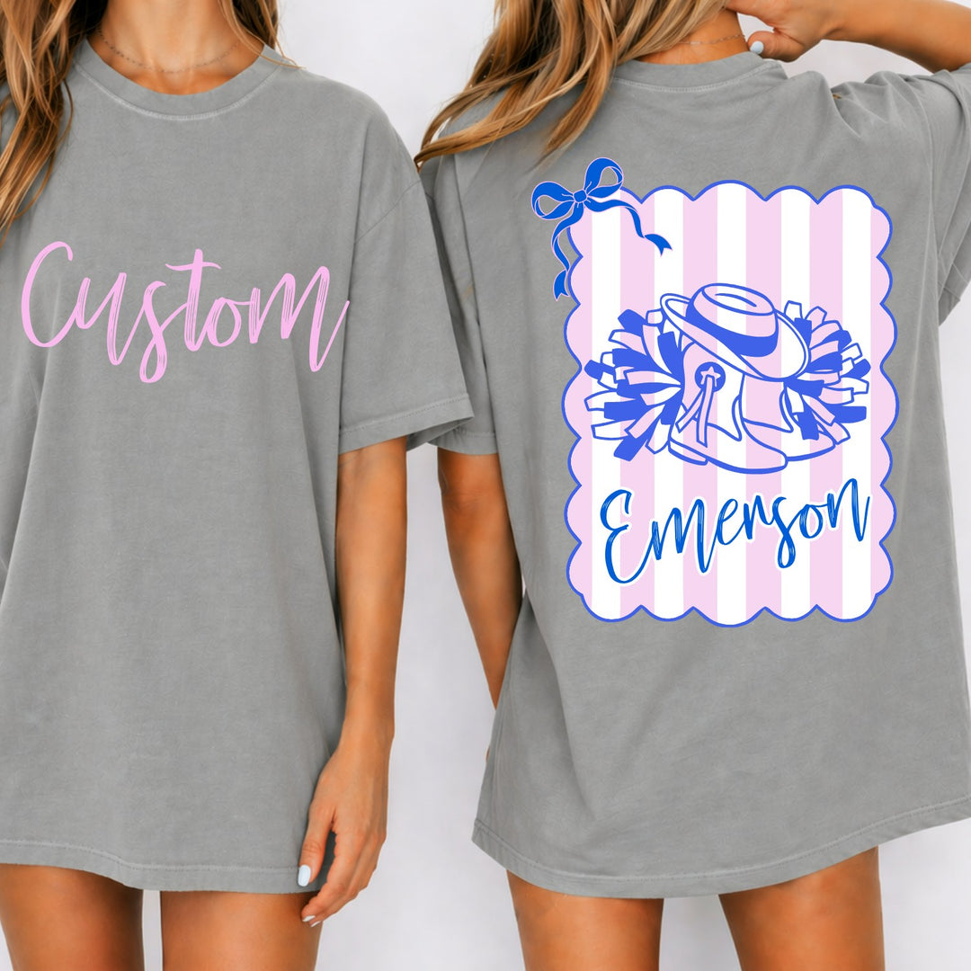 Drill Team Coquette Bow Stripes customizable DTF transfer mockup