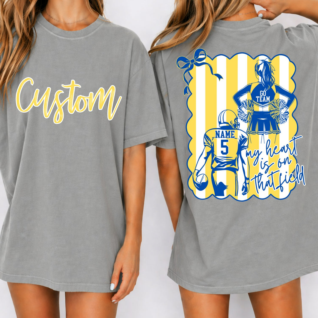 Coquette Bow Stripes Football and Cheer customizable DTF transfer mockup