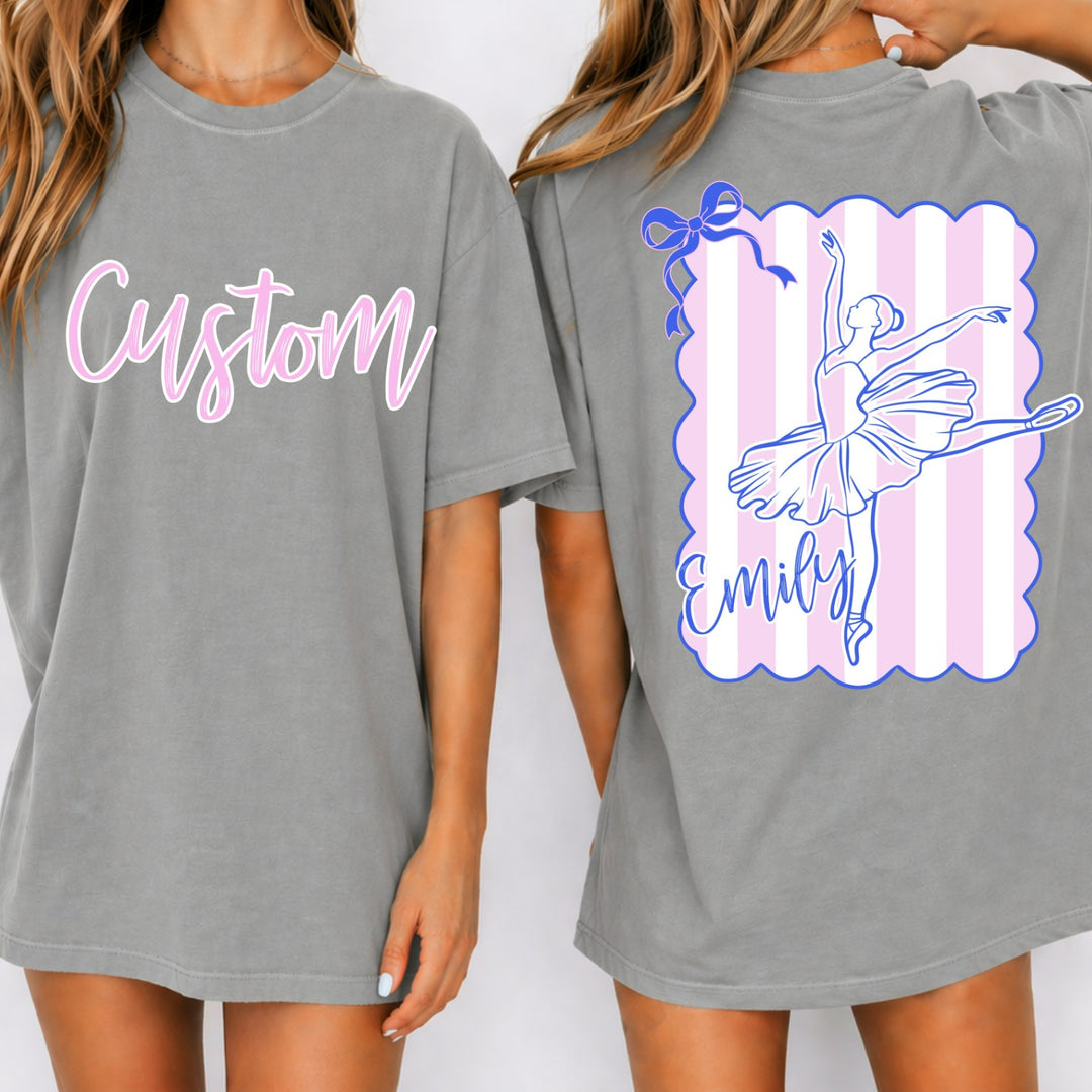 Coquette Bow Stripes Ballerina Ballet customizable DTF transfer mockup