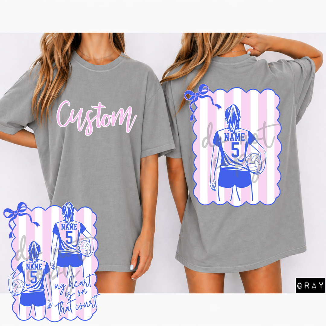 Coquette Bow Stripes Volleyball customizable DTF transfer