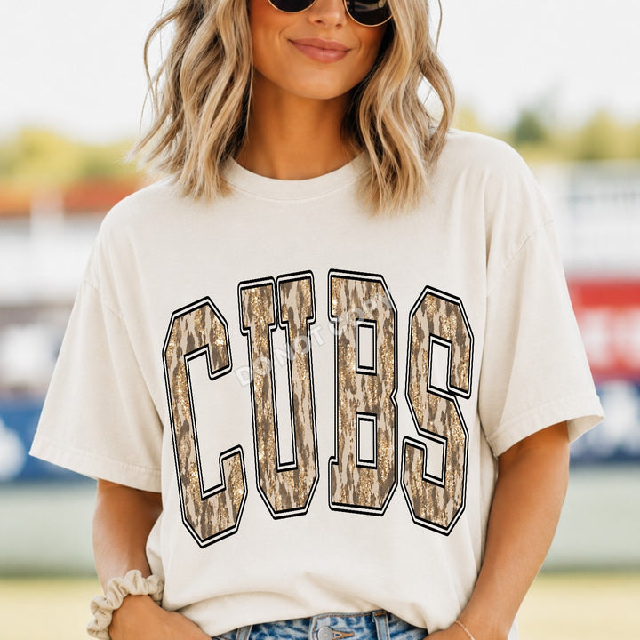 Cubs Camo Leopard mascot DTF transfer