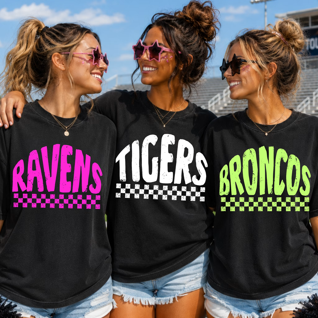 Curved Mascot Checkered Band customizable DTF transfer