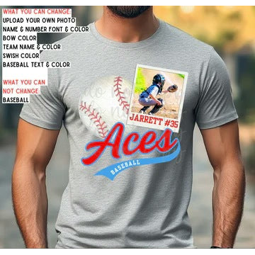 Custom Baseball Polaroid No Bow customizable DTF transfer