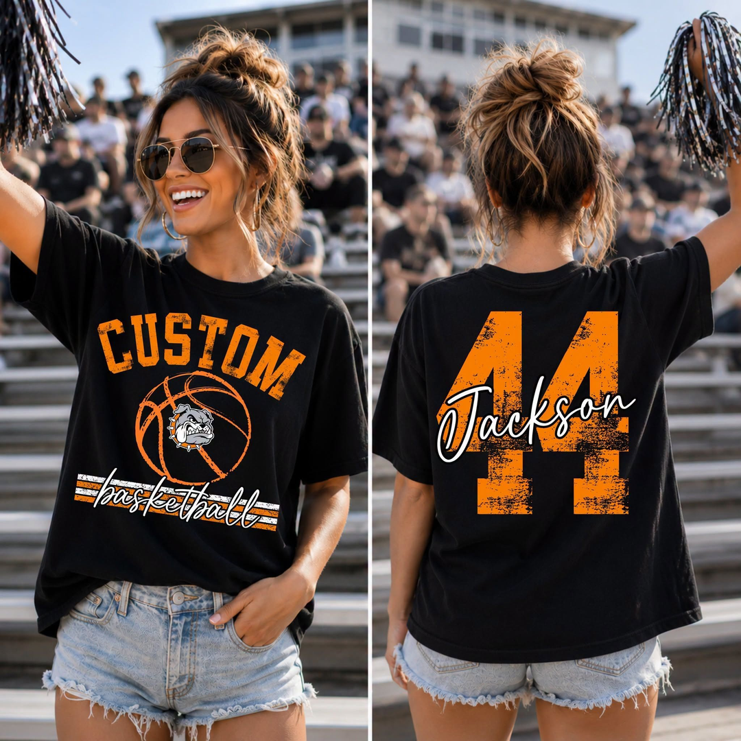 Custom Basketball Front and Back Number customizable DTF transfer