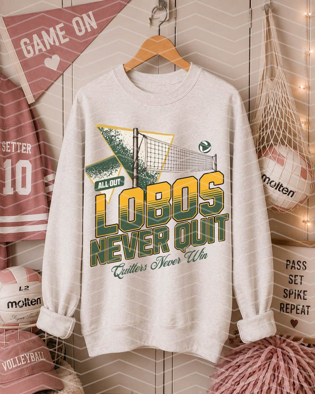 Custom Never Quit Volleyball DTF Transfer mockup