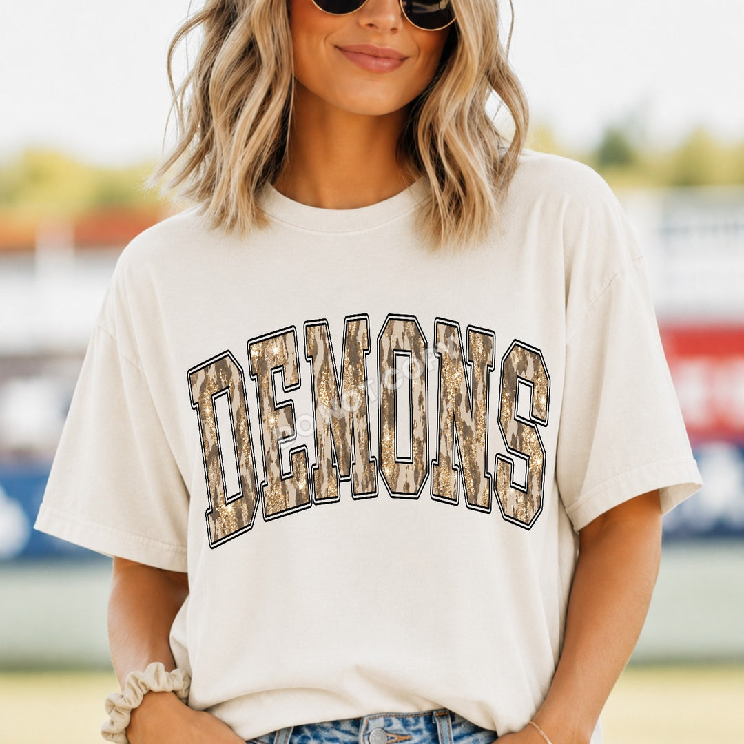 Demons Camo Leopard mascot DTF transfer