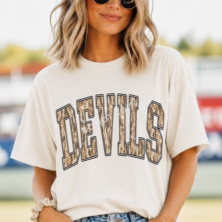 Devils Camo Leopard mascot DTF transfer