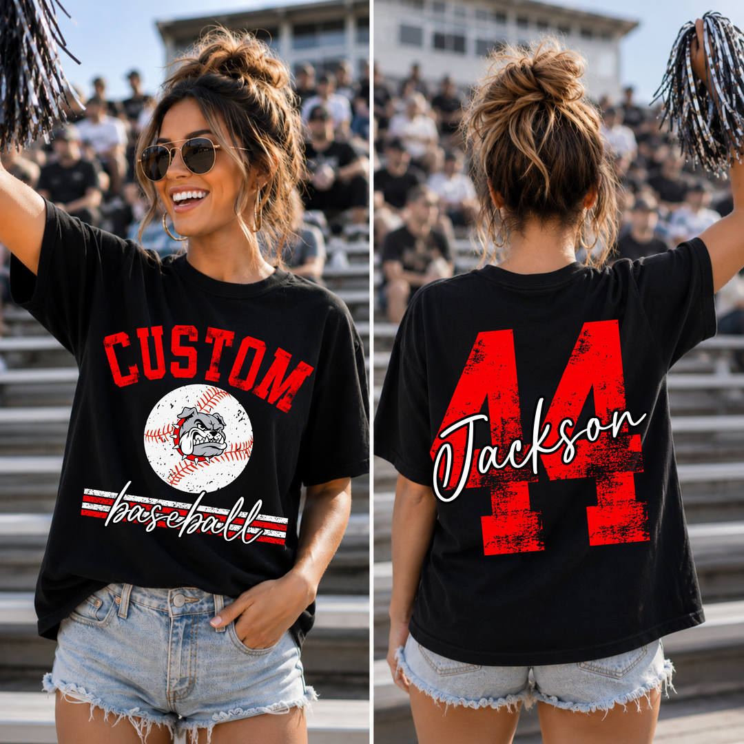 Distressed Baseball Softball with Numbers customizable DTF transfer