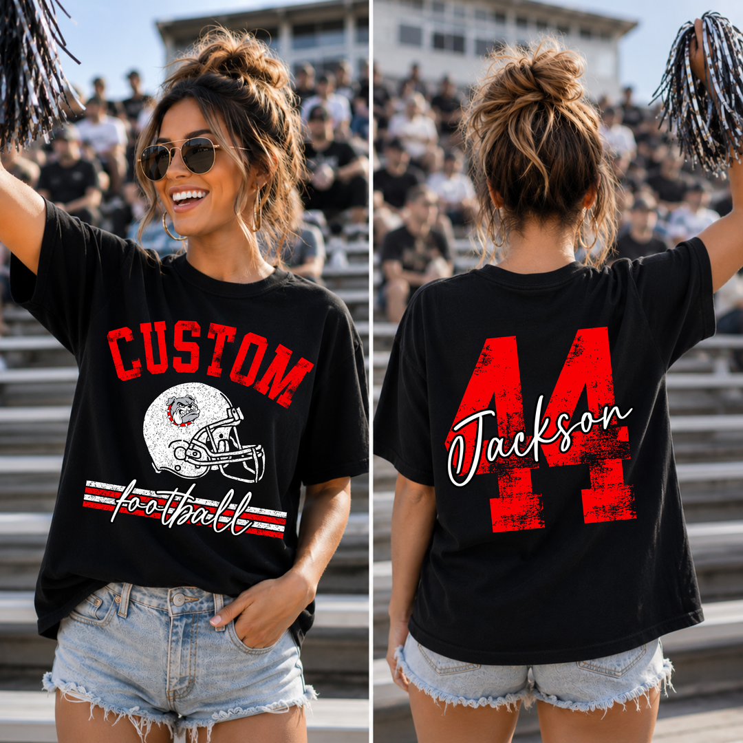 Distressed Football Helmet with Numbers customizable DTF transfer