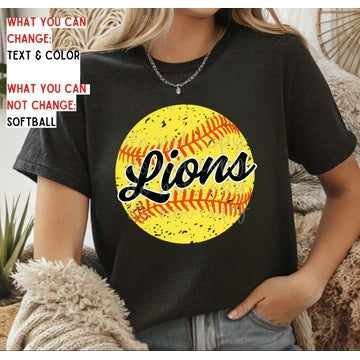 Distressed Softball customizable DTF transfer