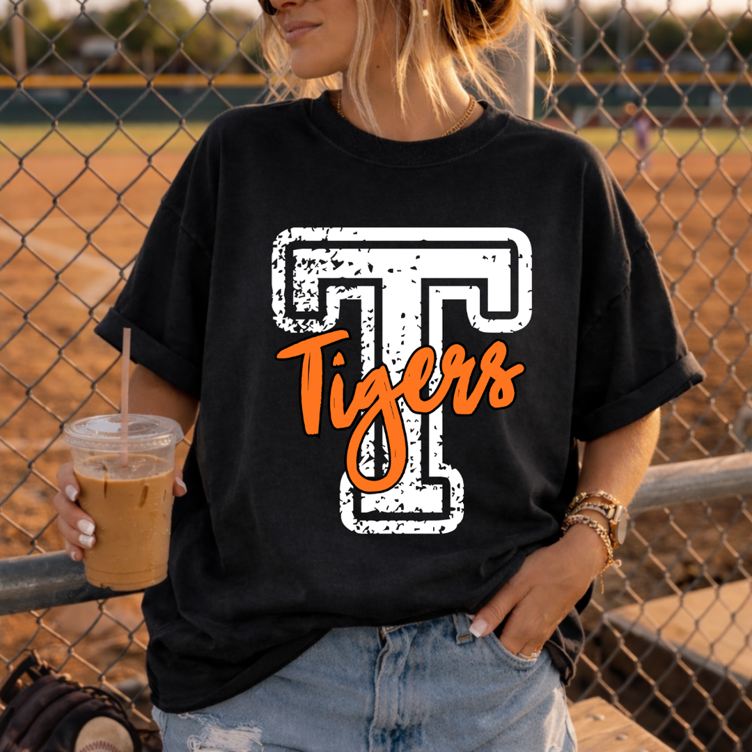Distressed Varsity Initial Mascot customizable DTF transfer