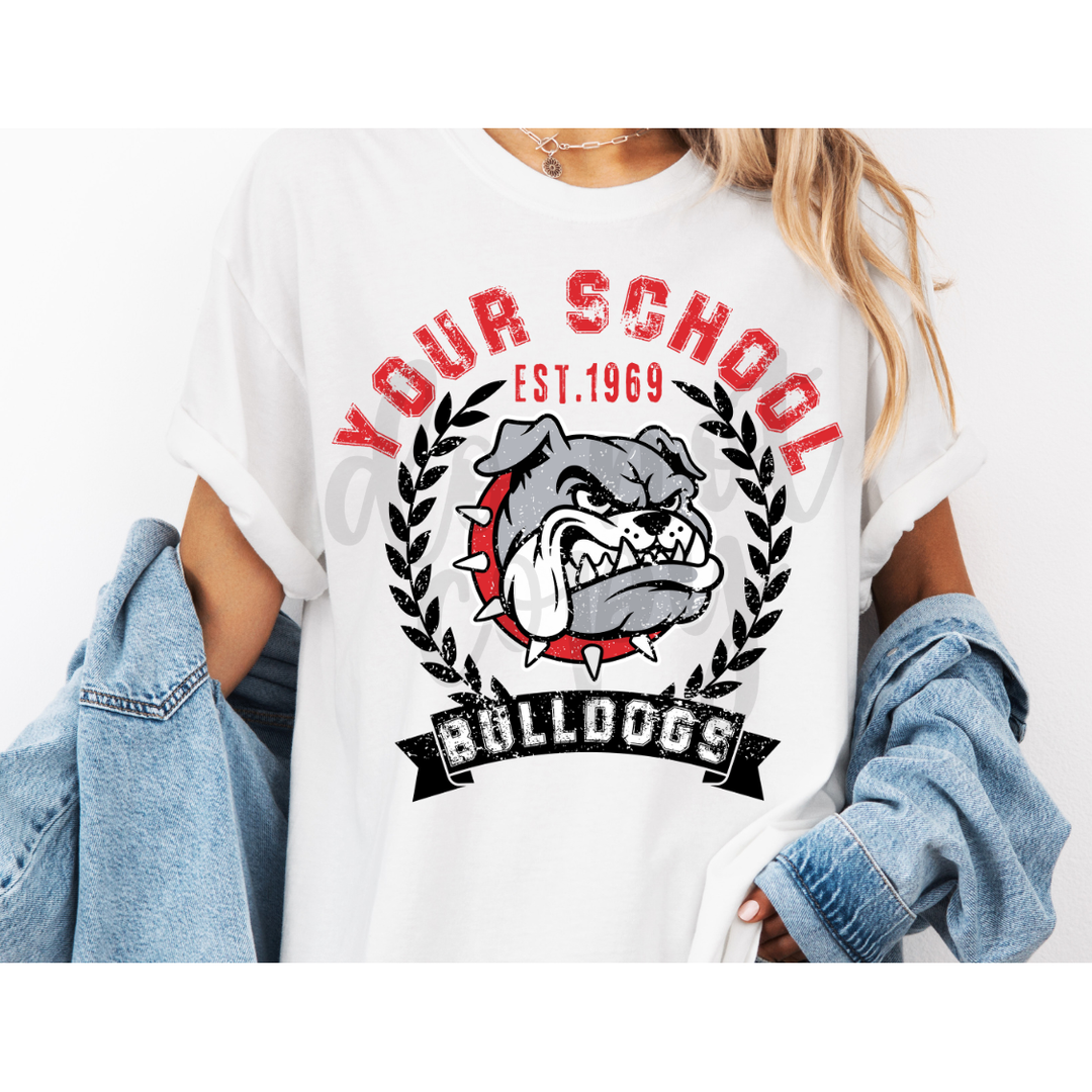 Distressed Wreath School Mascot customizable DTF transfer