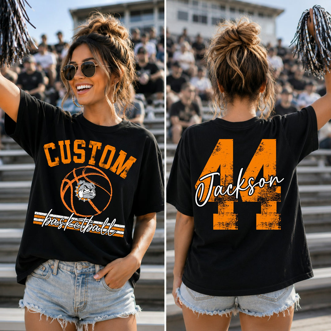 Distressed Basketball with Numbers customizable DTF transfer mockup