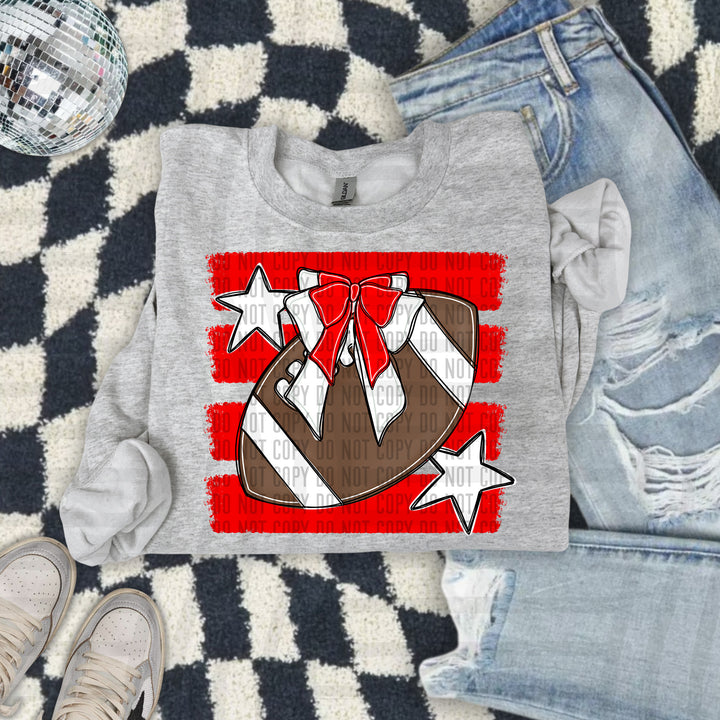 Football Bow DTF transfer in Red