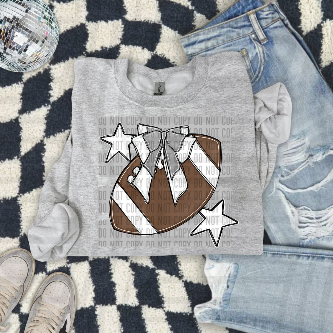 Football Bow DTF transfer in Silver