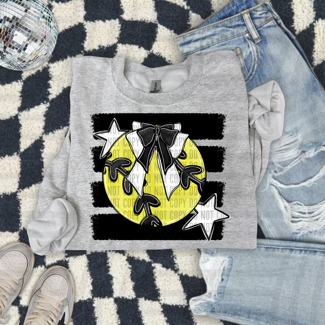 Softball Bow DTF transfer in Black & White