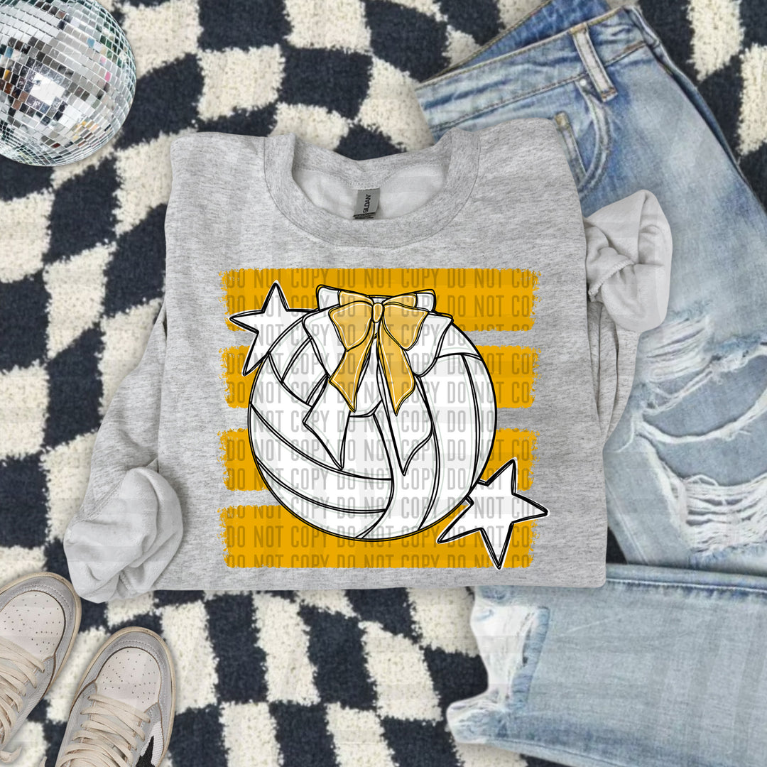 Volleyball Bow DTF transfer in Mustard