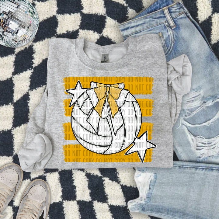 Volleyball Bow DTF transfer in Mustard