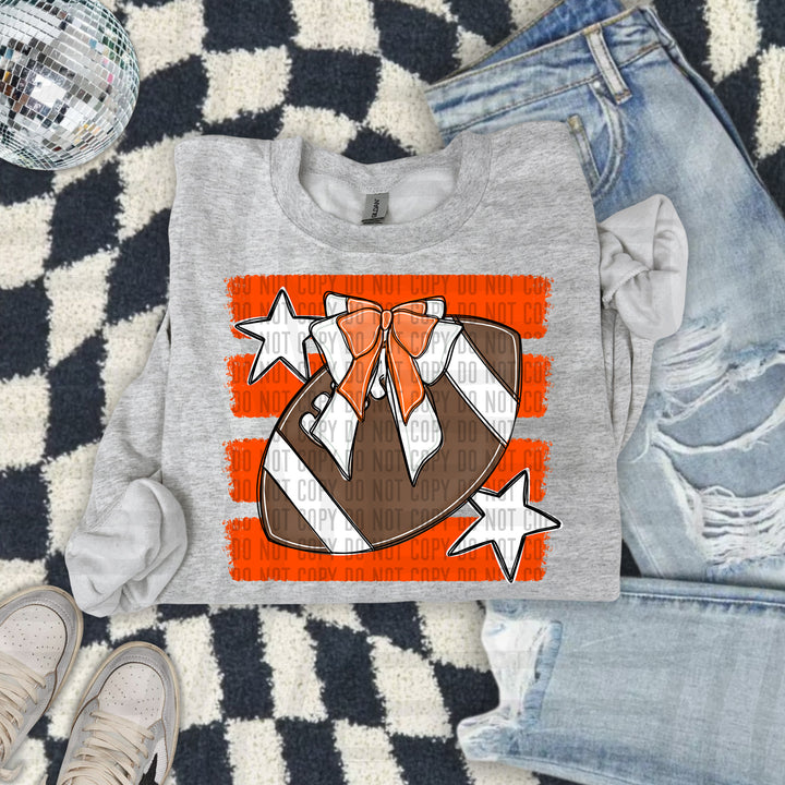 Football Bow DTF transfer in Orange