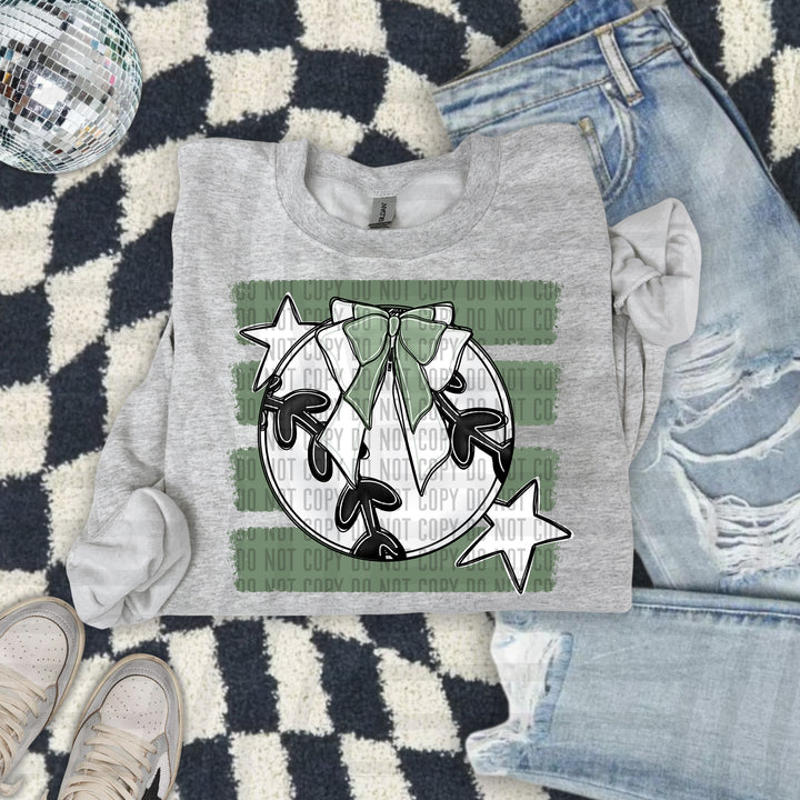 Baseball Bow DTF transfer in Sage