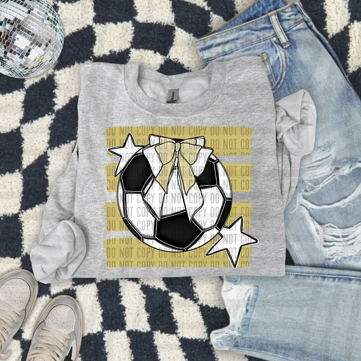 Soccer Bow DTF transfer in Light Gold