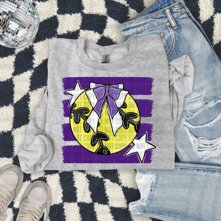 Softball Bow DTF transfer in Purple