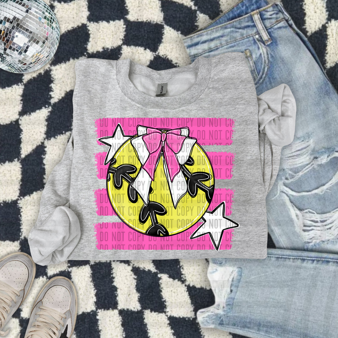 Softball Bow DTF transfer in Pink