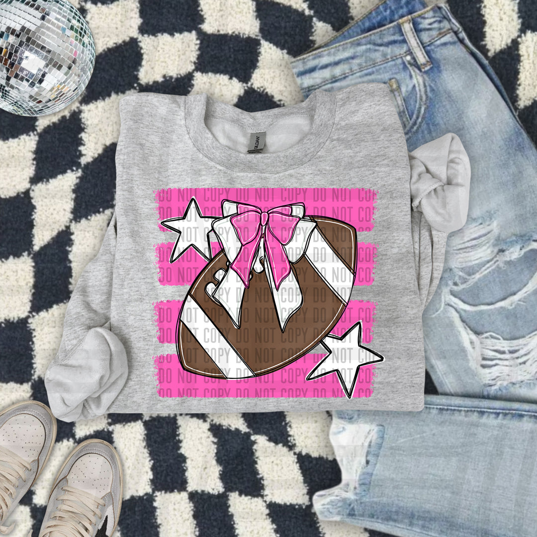 Football Bow DTF transfer in Pink
