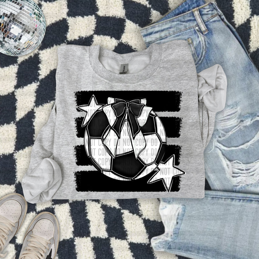 Soccer Bow DTF transfer in Black & White