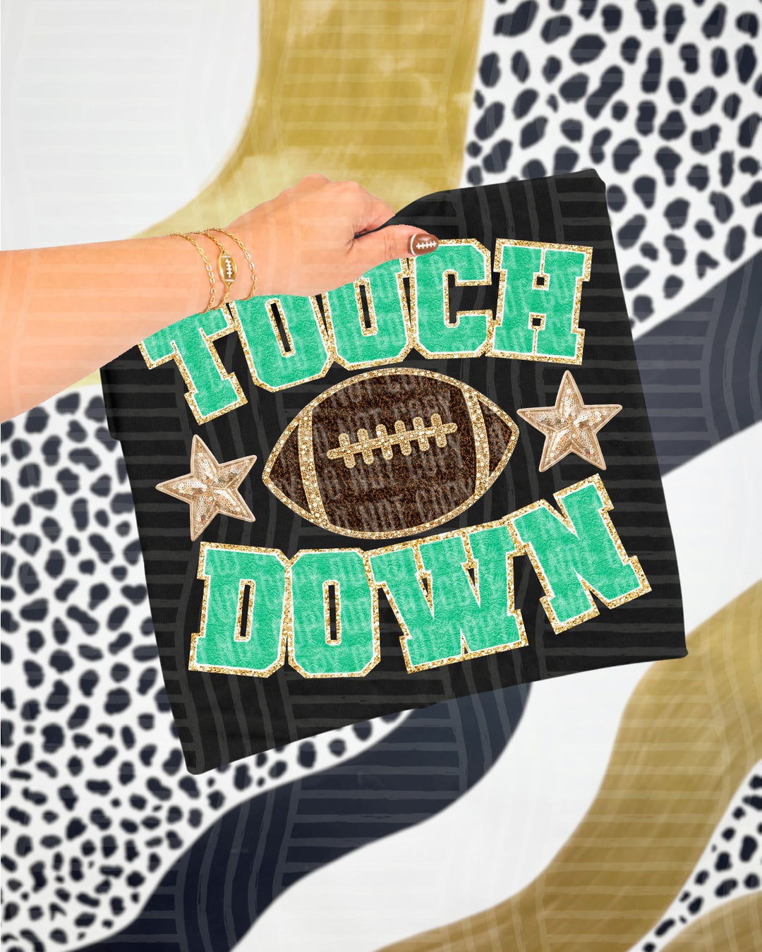 Touchdown faux chenille DTF transfer in green