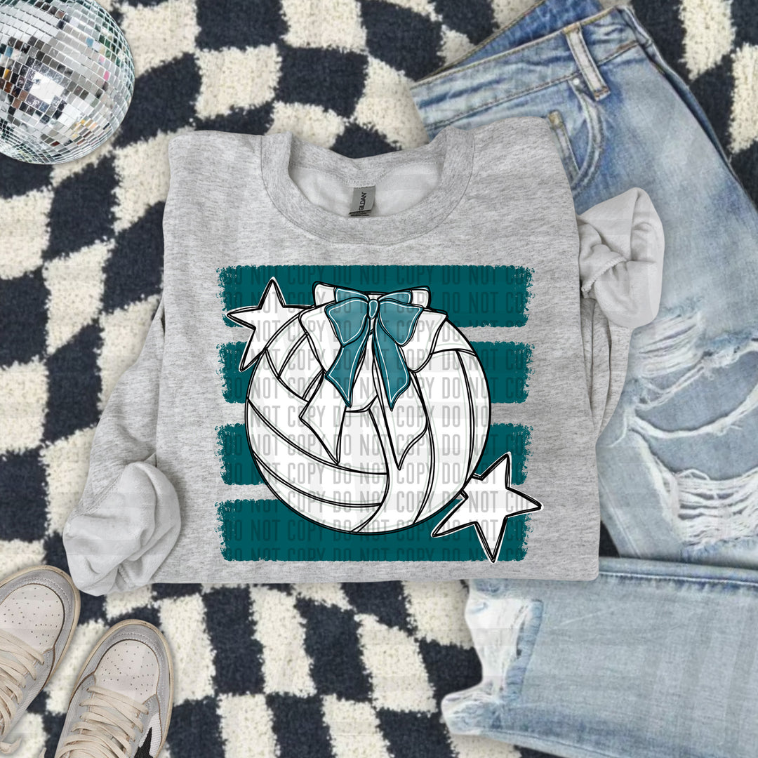 Volleyball Bow DTF transfer in Teal