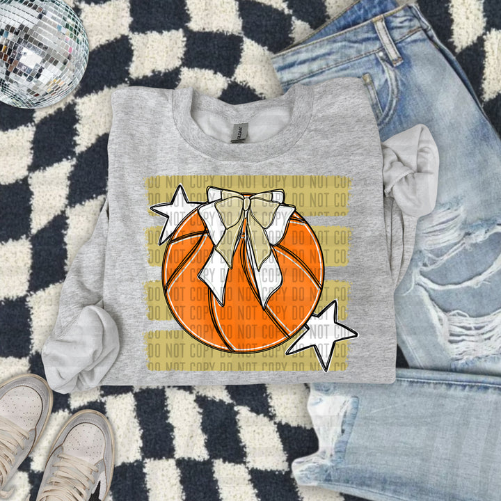 Basketball Bow DTF transfer in Light Gold