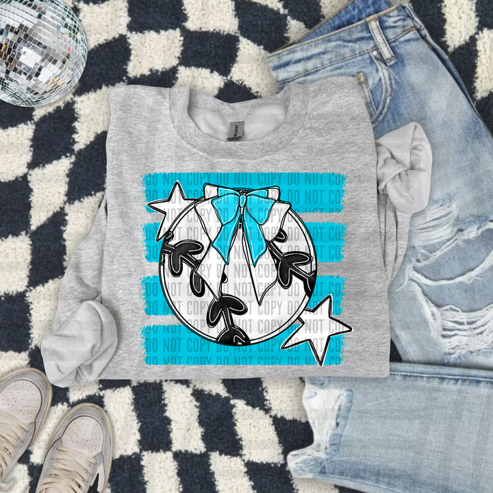 Baseball Bow DTF transfer in Bright Blue