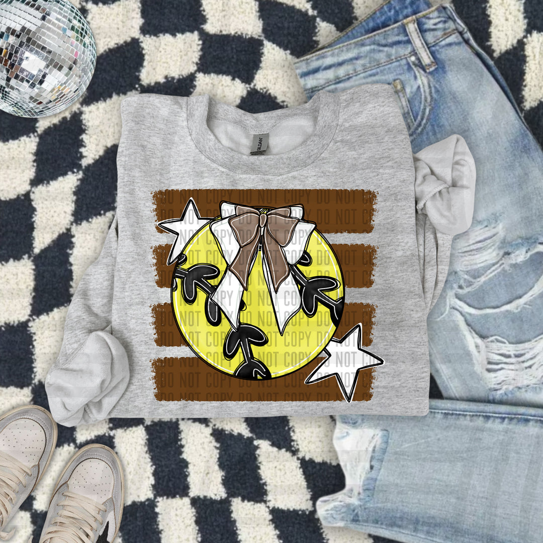 Softball Bow DTF transfer in Brown